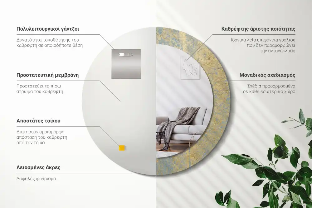 Specchio circolare stampato Modello loft