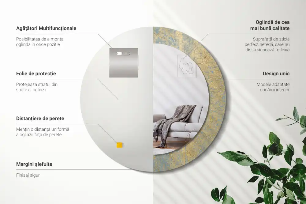 Specchio circolare stampato Modello loft