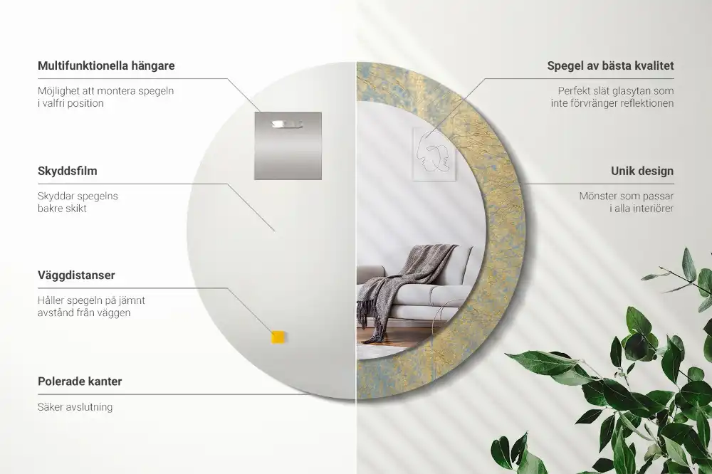 Specchio circolare stampato Modello loft