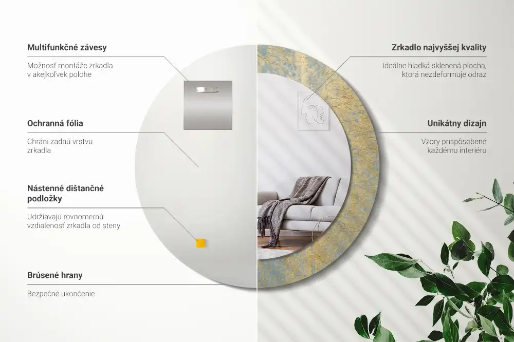 Specchio circolare stampato Modello loft