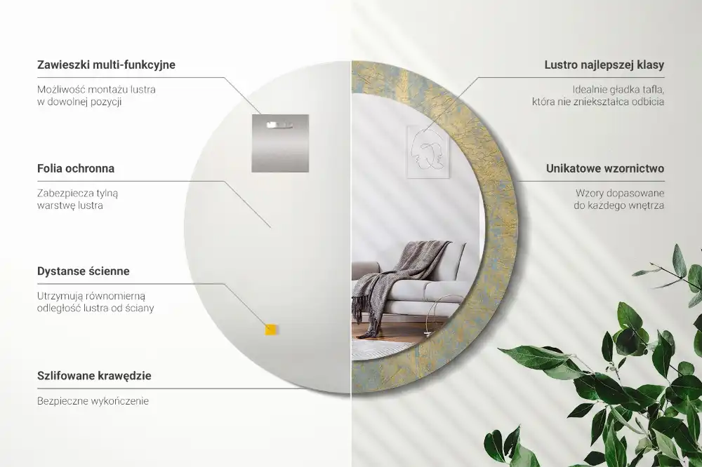 Specchio circolare stampato Modello loft