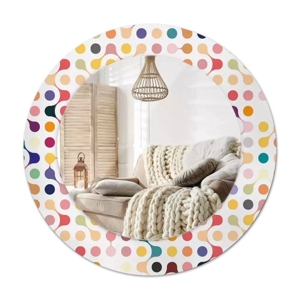 Specchio rotondo con cornice stampata Puntini pop art