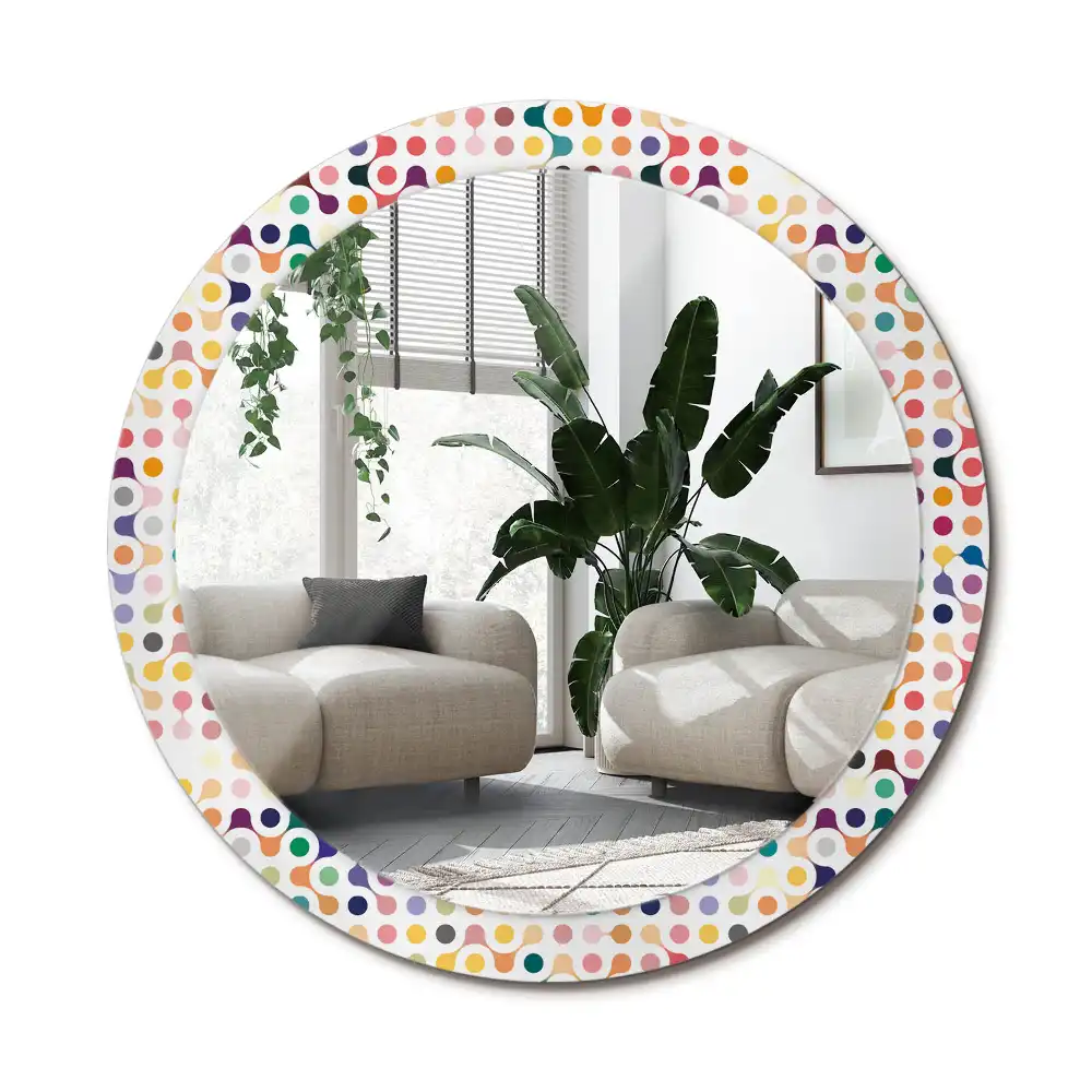 Specchio rotondo con cornice stampata Puntini pop art