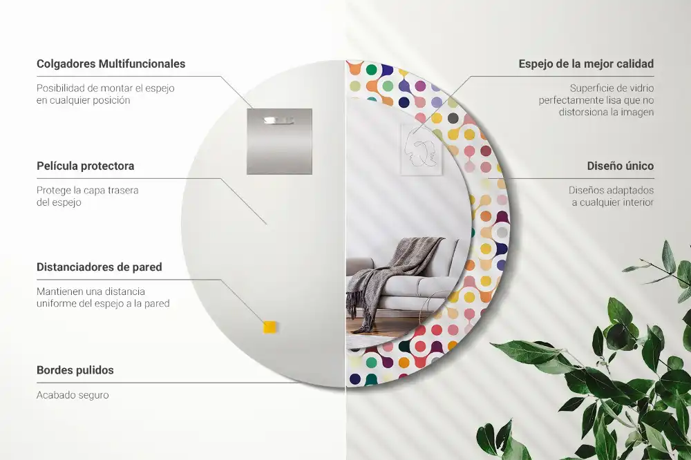 Specchio rotondo con cornice stampata Puntini pop art