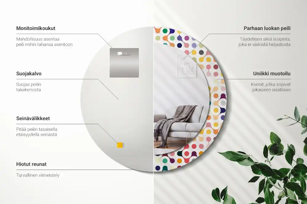 Specchio rotondo con cornice stampata Puntini pop art