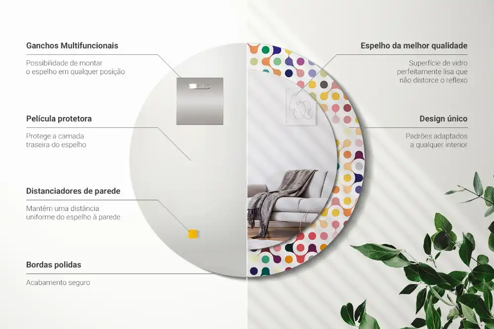 Specchio rotondo con cornice stampata Puntini pop art