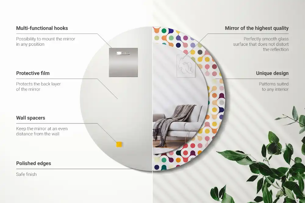 Specchio rotondo con cornice stampata Puntini pop art