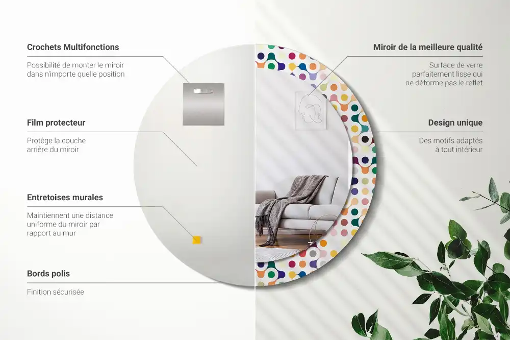 Specchio rotondo con cornice stampata Puntini pop art
