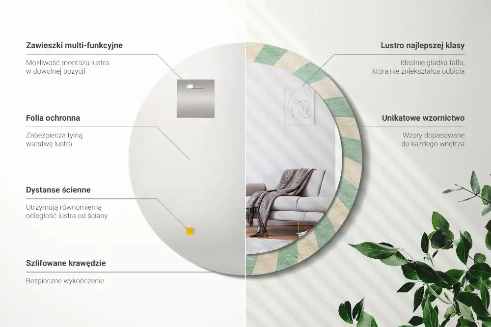 Specchio circolare stampato Motivo pastello retrò