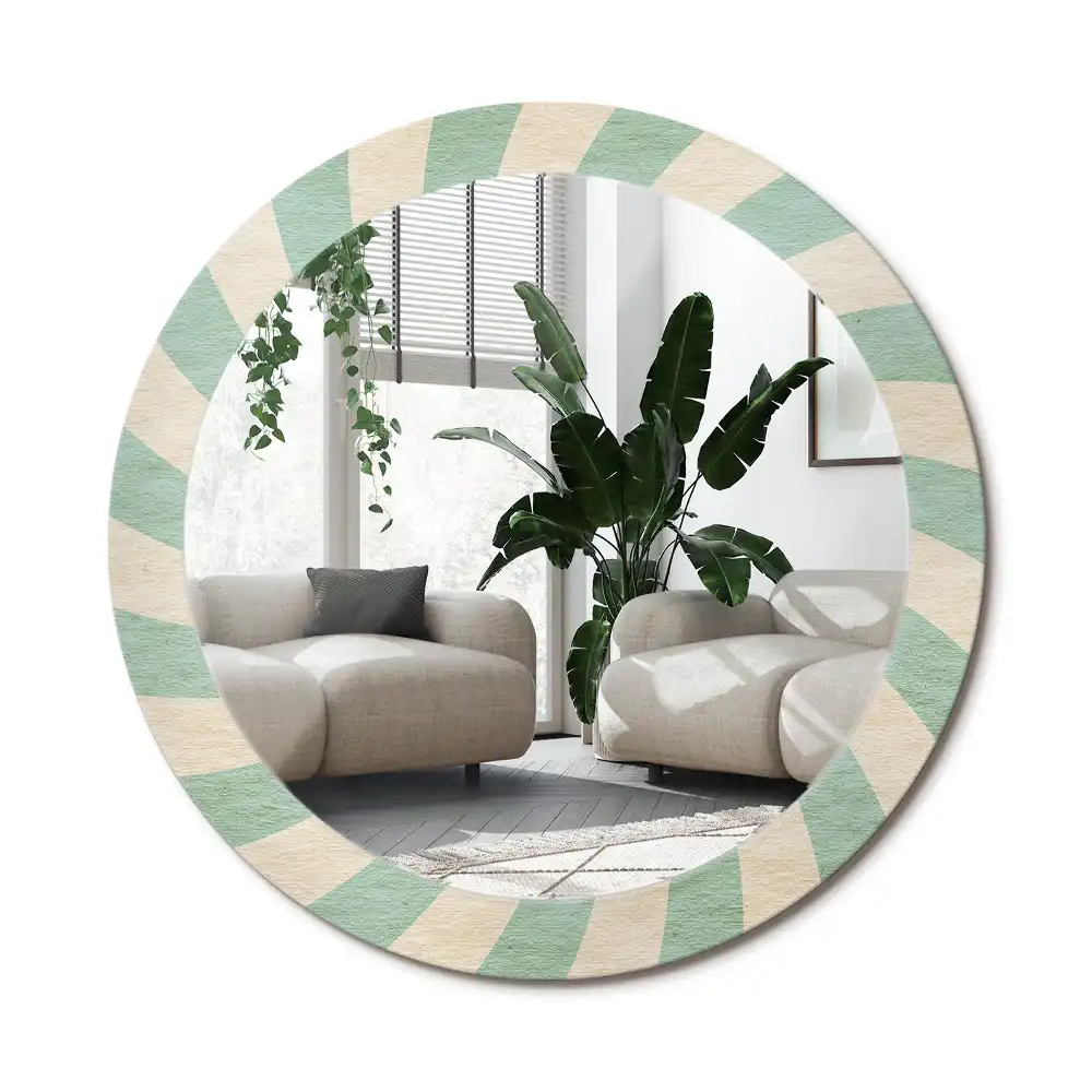 Specchio circolare stampato Motivo pastello retrò