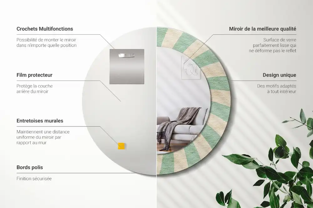 Specchio circolare stampato Motivo pastello retrò