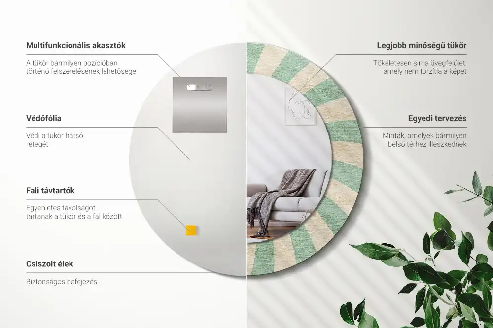 Specchio circolare stampato Motivo pastello retrò