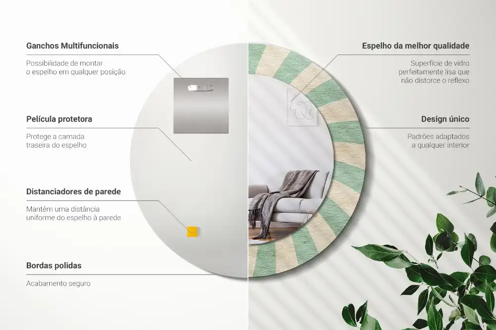 Specchio circolare stampato Motivo pastello retrò