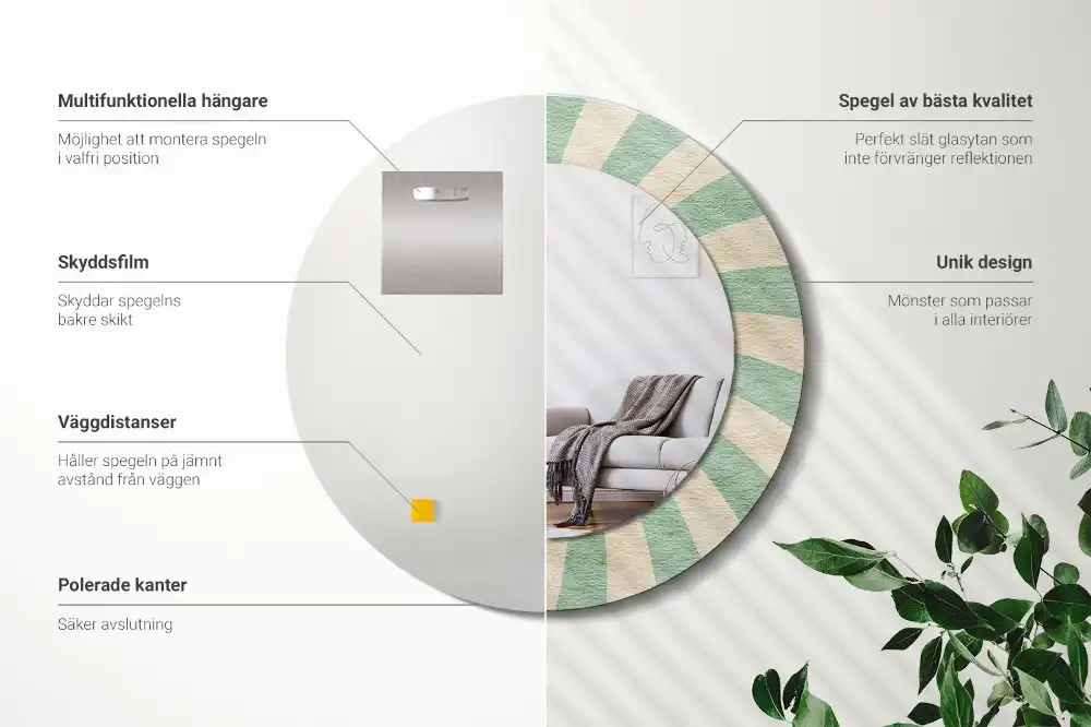 Specchio circolare stampato Motivo pastello retrò