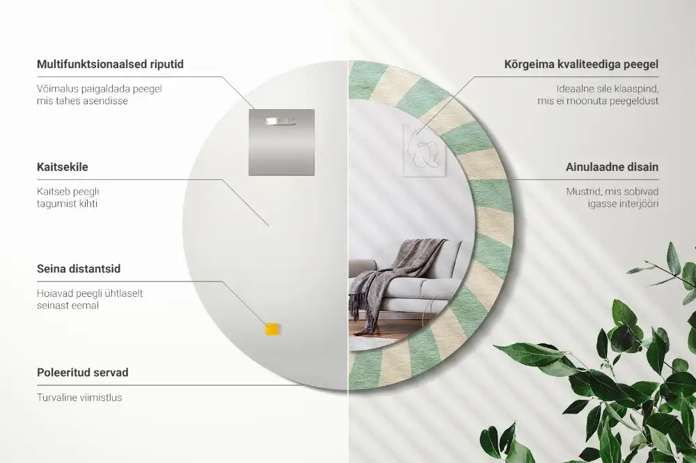 Specchio circolare stampato Motivo pastello retrò