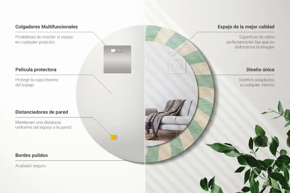 Specchio circolare stampato Motivo pastello retrò