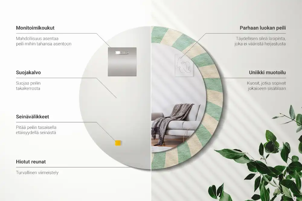 Specchio circolare stampato Motivo pastello retrò