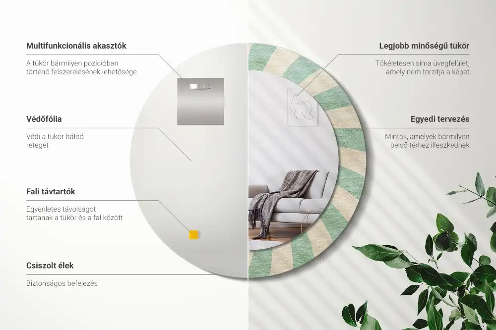 Specchio circolare stampato Motivo pastello retrò