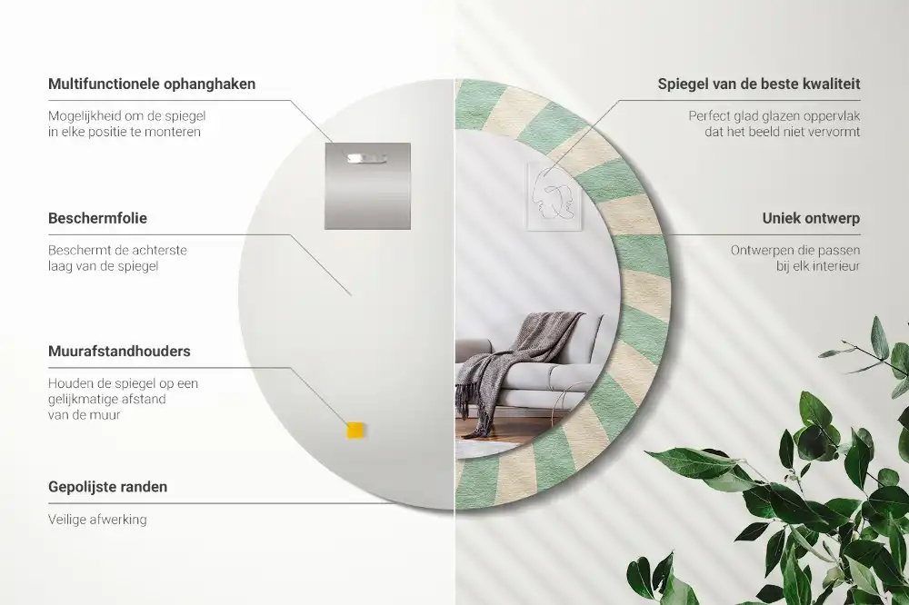 Specchio circolare stampato Motivo pastello retrò