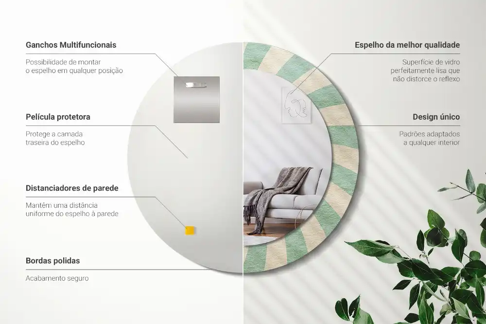 Specchio circolare stampato Motivo pastello retrò