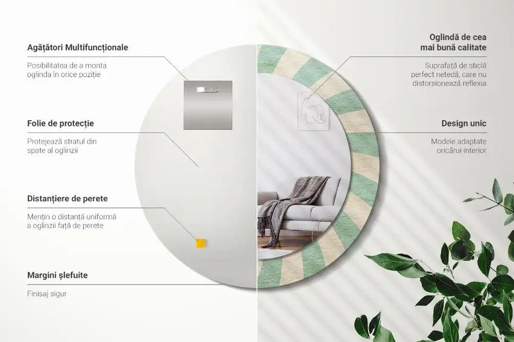 Specchio circolare stampato Motivo pastello retrò