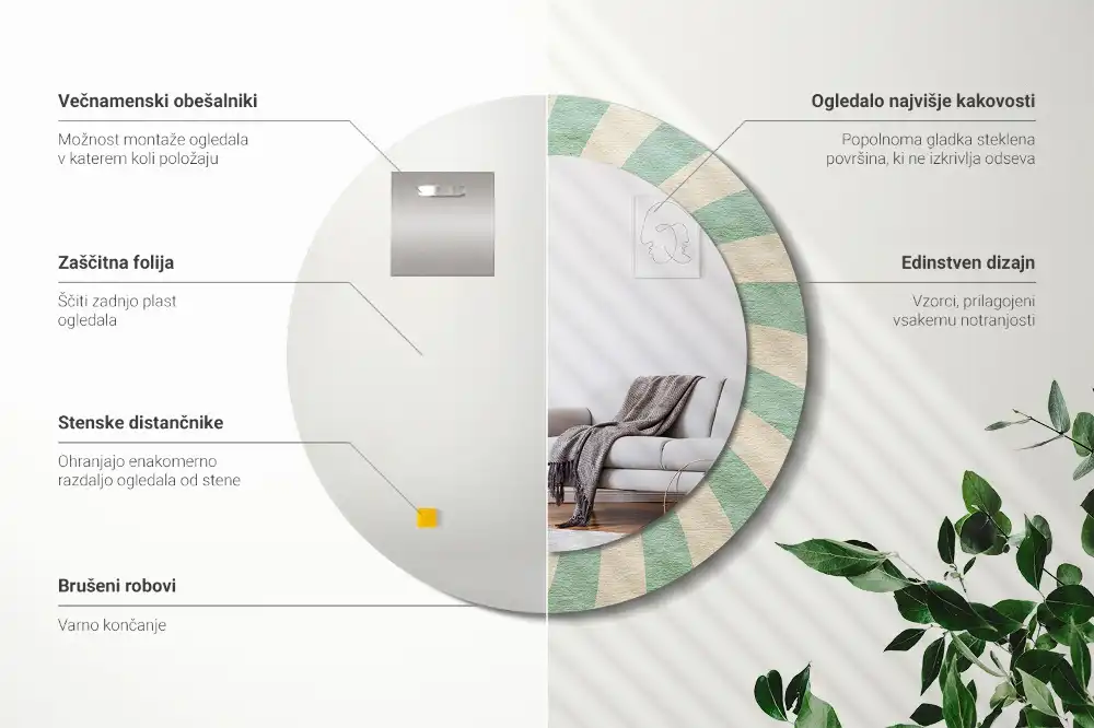 Specchio circolare stampato Motivo pastello retrò