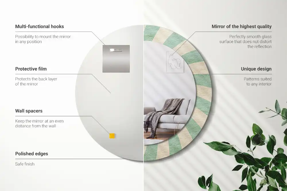 Specchio circolare stampato Motivo pastello retrò