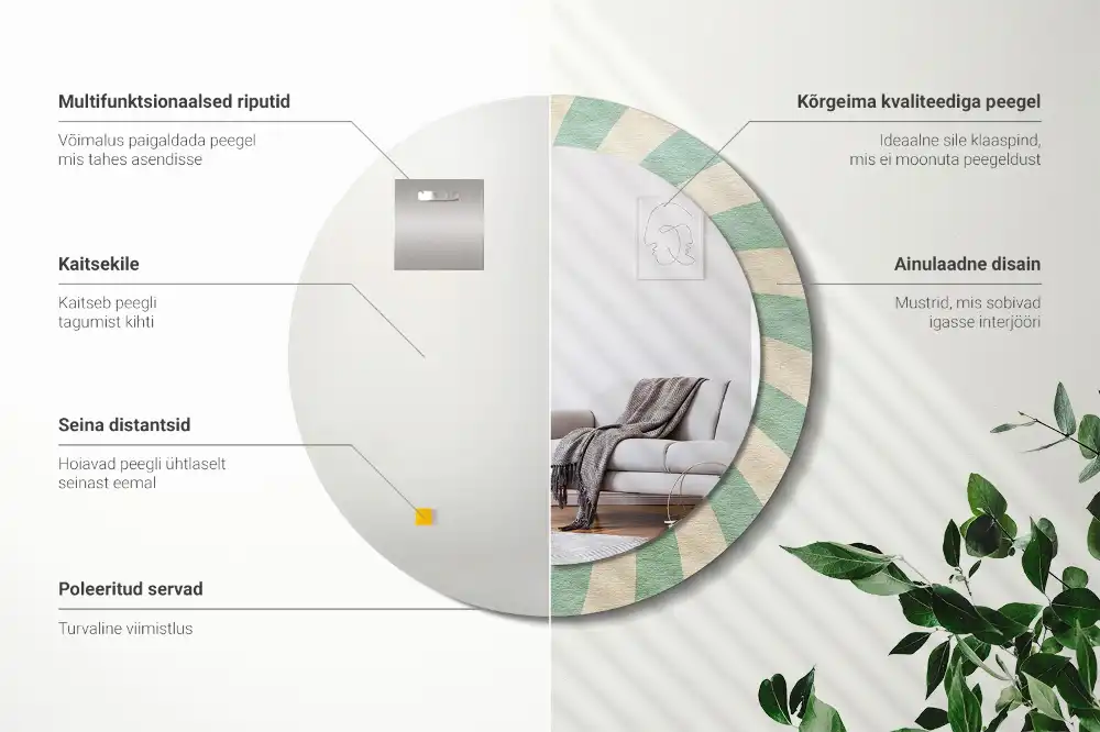 Specchio circolare stampato Motivo pastello retrò