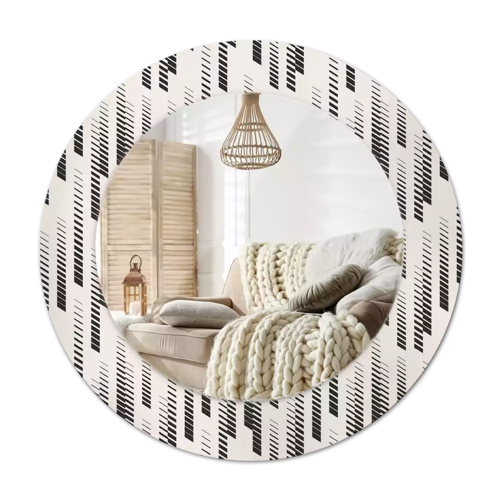 Specchio rotondo con cornice stampata Motivo a strisce
