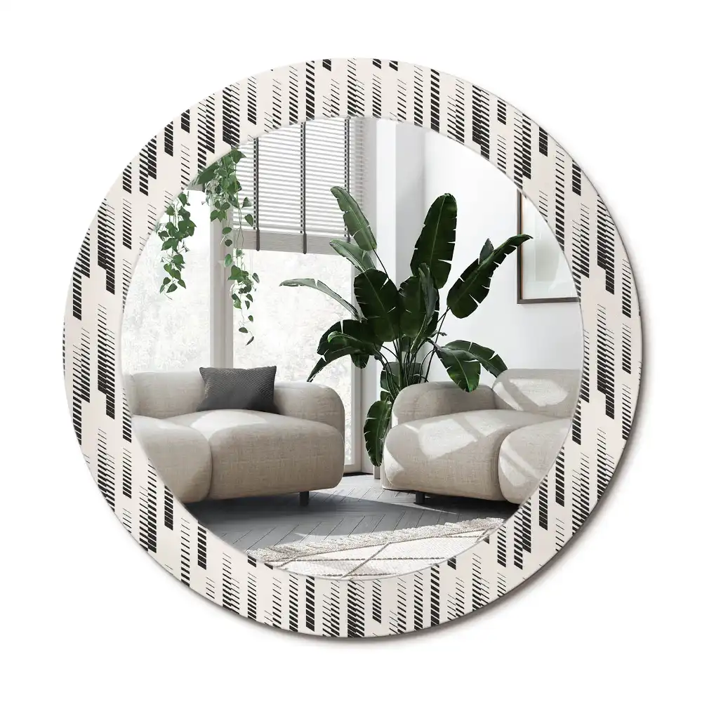 Specchio rotondo con cornice stampata Motivo a strisce