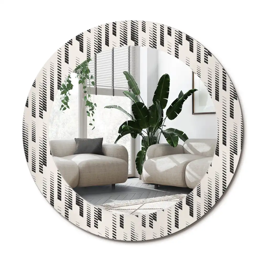 Specchio rotondo con cornice stampata Motivo a strisce
