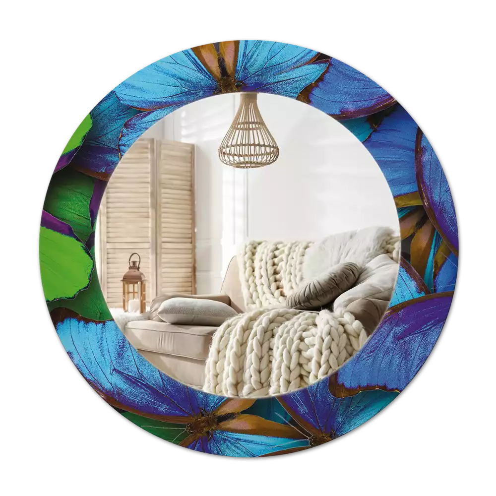Specchio circolare decoro Farfalla blu e verde