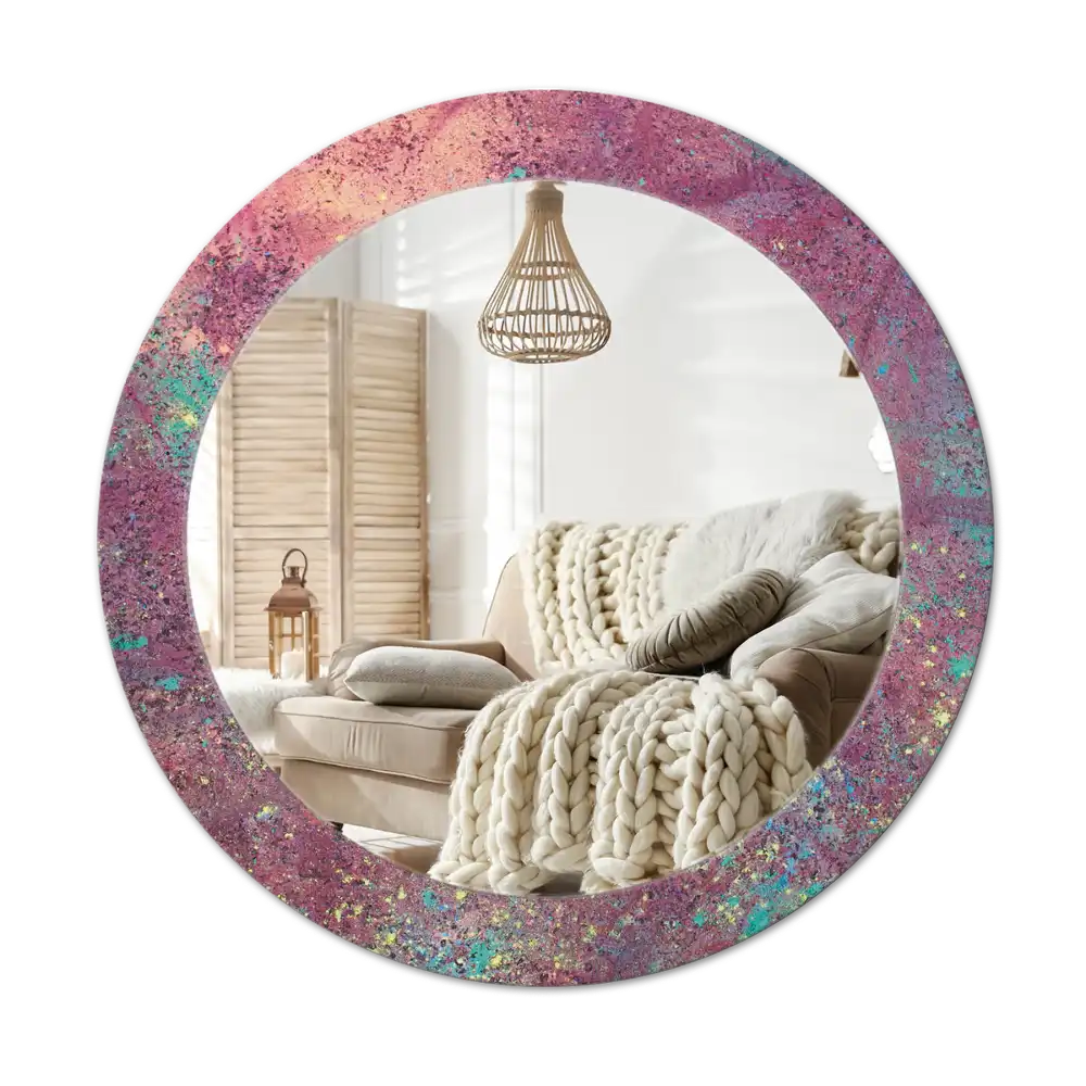 Specchio circolare stampato Festa dei colori