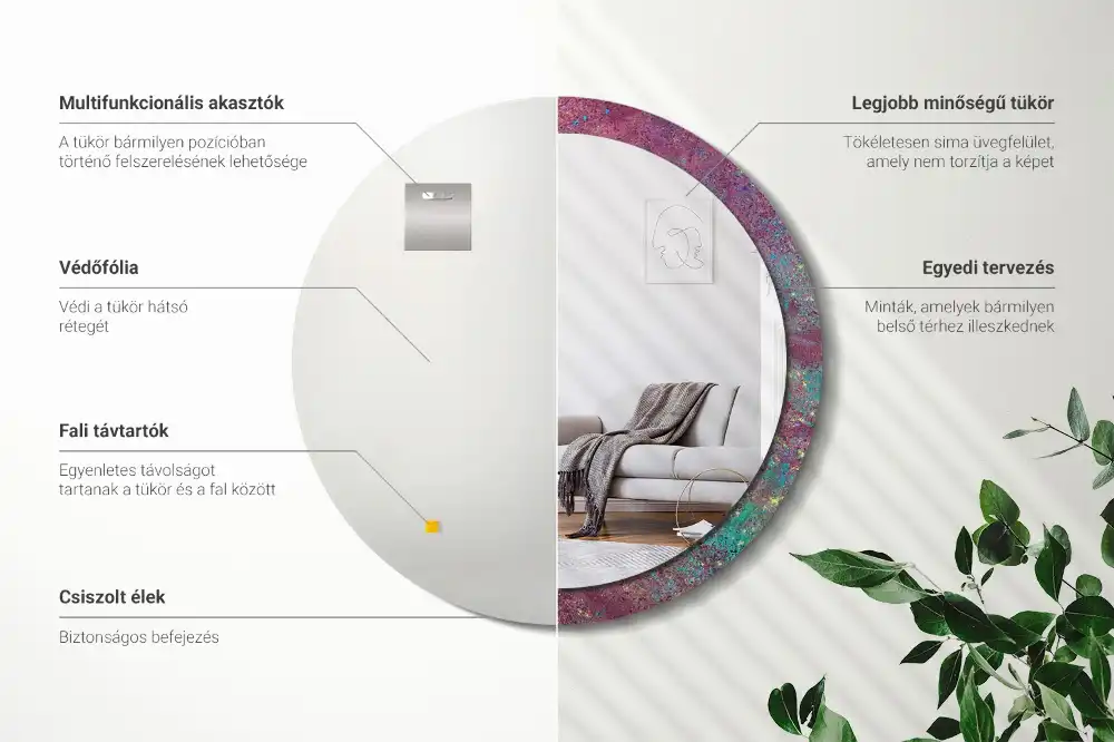 Specchio circolare stampato Festa dei colori