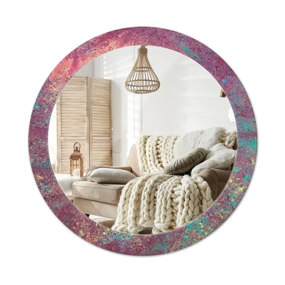 Specchio circolare stampato Festa dei colori