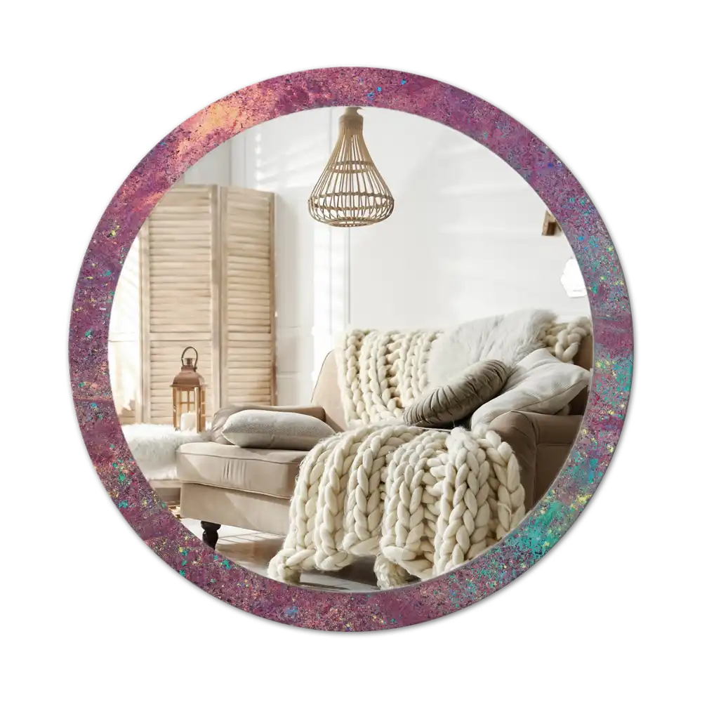 Specchio circolare stampato Festa dei colori