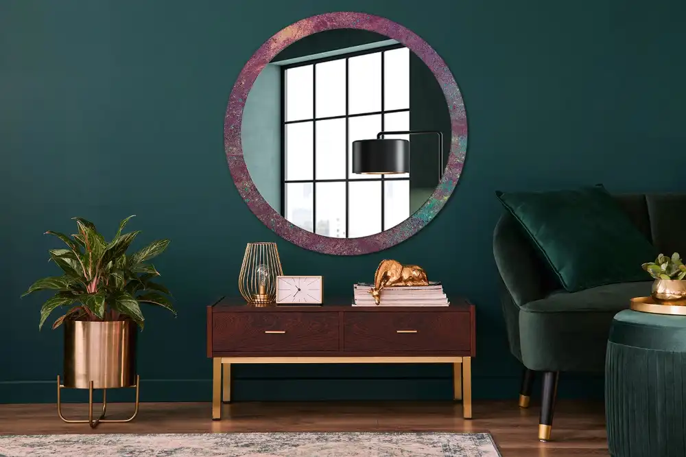 Specchio circolare stampato Festa dei colori