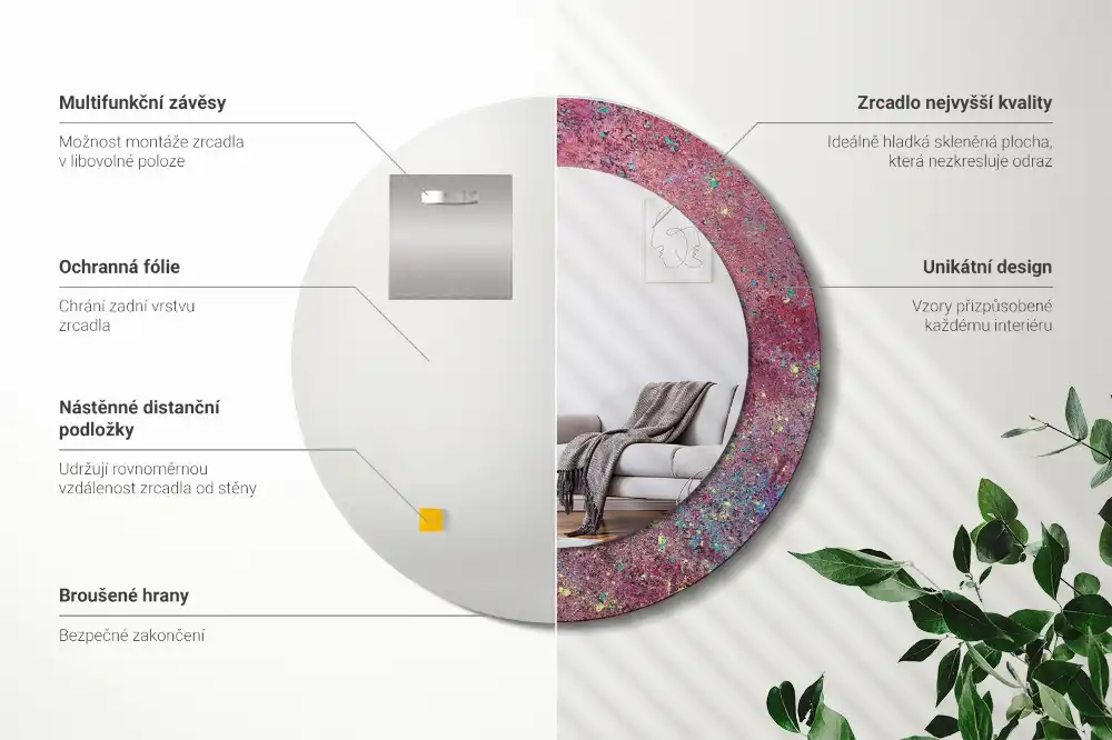 Specchio circolare stampato Festa dei colori