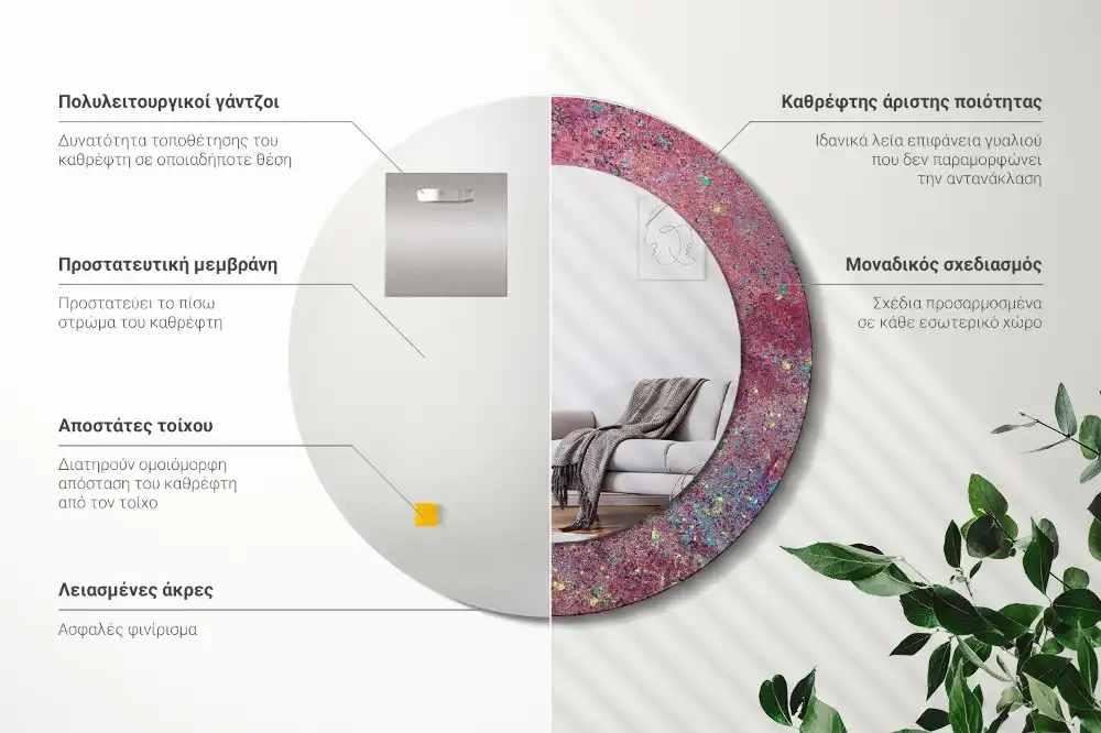 Specchio circolare stampato Festa dei colori