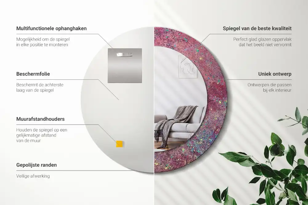 Specchio circolare stampato Festa dei colori