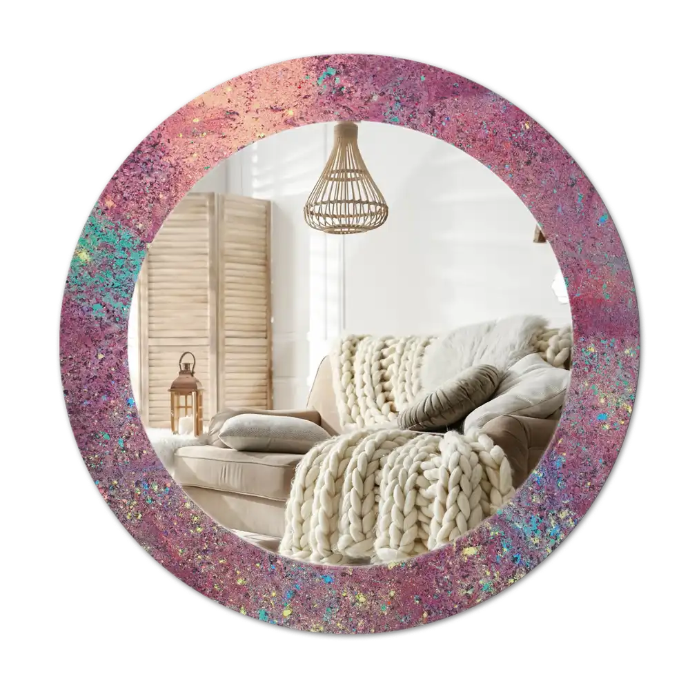 Specchio circolare stampato Festa dei colori