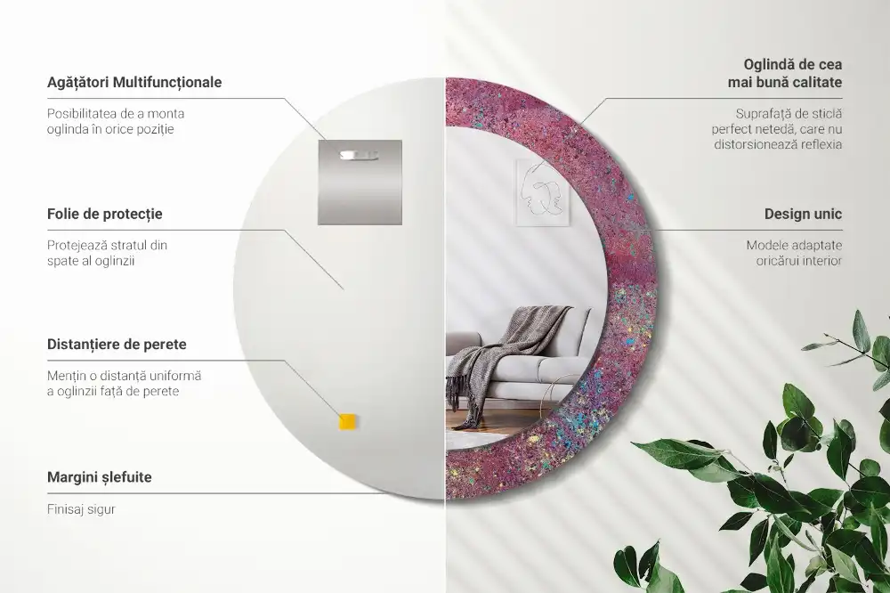 Specchio circolare stampato Festa dei colori