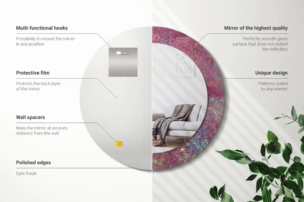 Specchio circolare stampato Festa dei colori