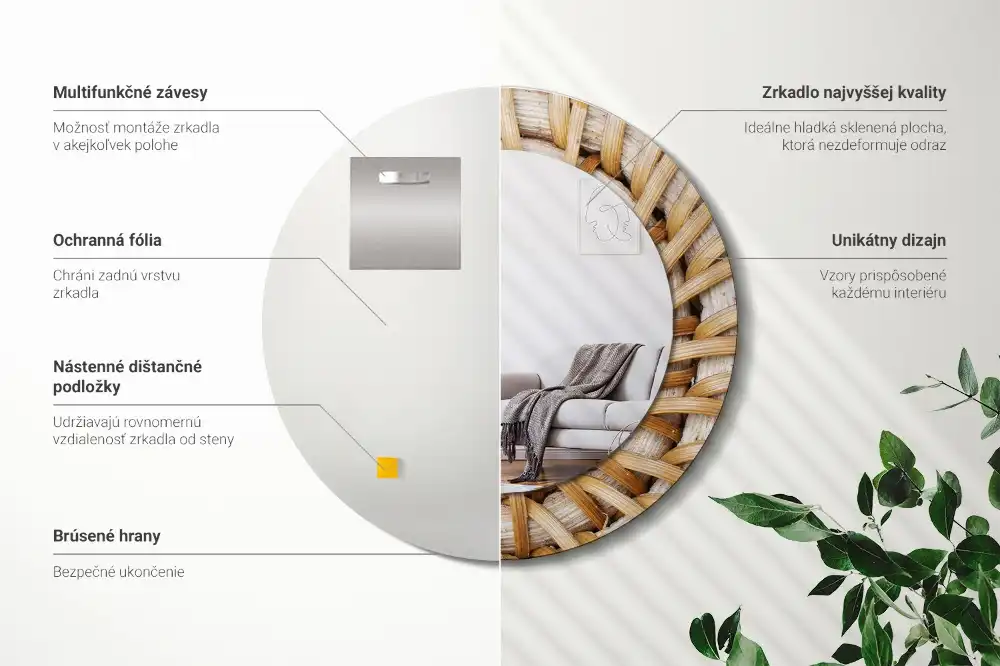 Specchio circolare stampato Treccia