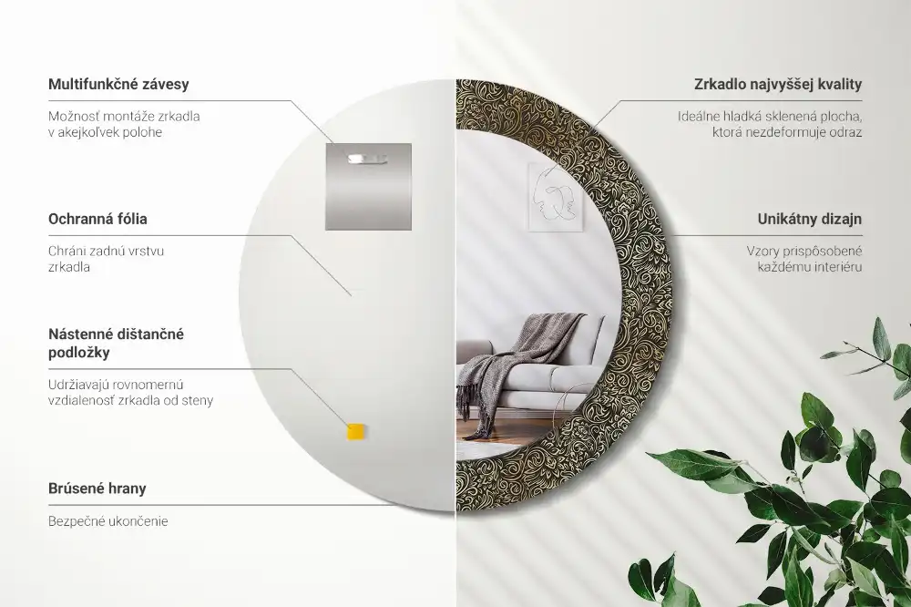 Specchio circolare decoro Ornamento floreale