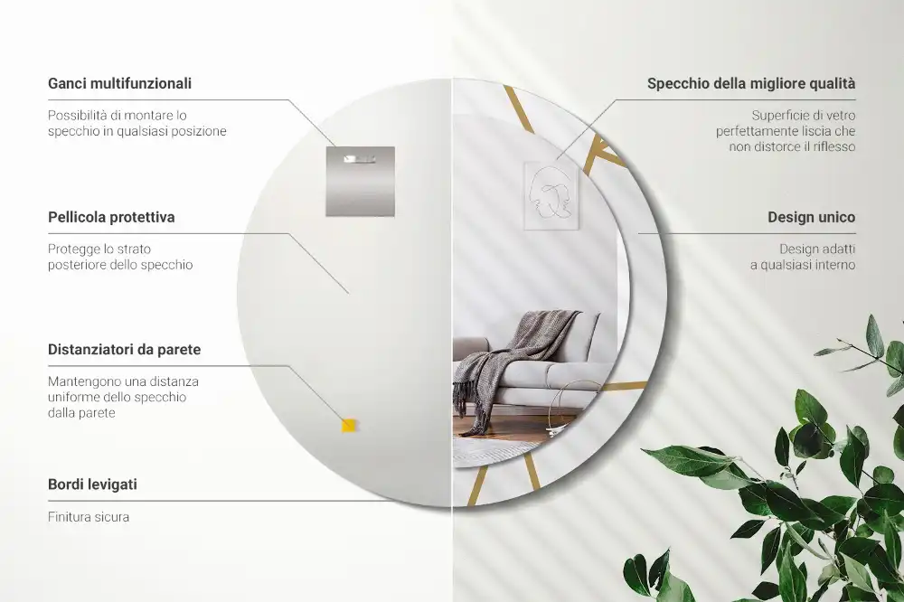 Specchio circolare stampato Composizione lineare