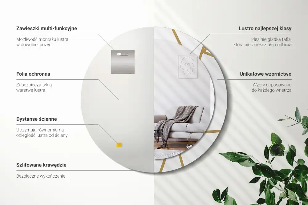 Specchio circolare stampato Composizione lineare