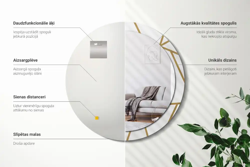 Specchio circolare stampato Composizione lineare