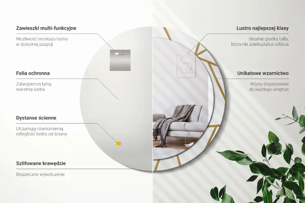 Specchio circolare stampato Composizione lineare