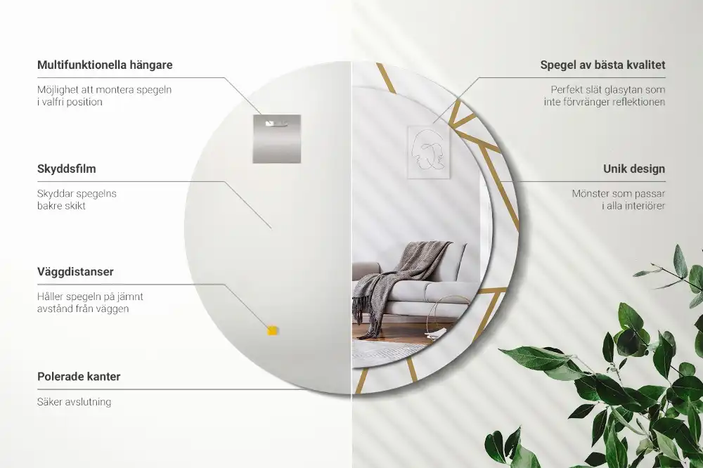 Specchio circolare stampato Composizione lineare